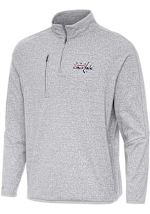Antigua Washington Capitals Mens Grey Certain Long Sleeve Qtr Zip Pullover