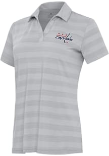 Antigua Washington Capitals Womens Grey Tunnel Short Sleeve Polo Shirt