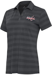 Antigua Washington Capitals Womens Grey Tunnel Short Sleeve Polo Shirt
