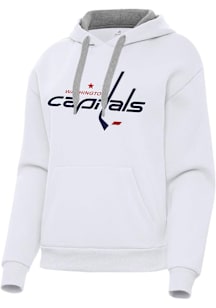 Antigua Washington Capitals Womens White Full Front Victory Hooded Sweatshirt