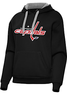 Antigua Washington Capitals Womens Black Full Front Victory Hooded Sweatshirt