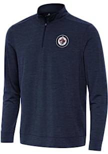 Antigua Winnipeg Jets Mens Navy Blue Bright Long Sleeve Qtr Zip Pullover