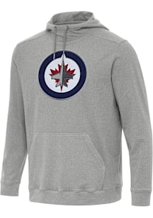 Antigua Winnipeg Jets Mens Grey Full Front Cloud Long Sleeve Hoodie