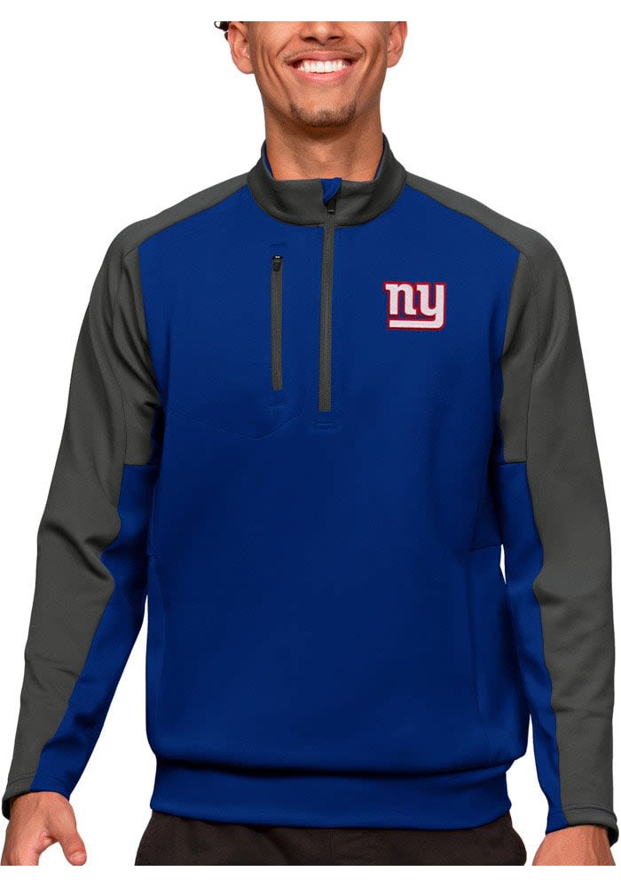 Antigua New York Giants Blue Team Long Sleeve 1/4 Zip Pullover, Blue, 100% POLYESTER, Size L, Rally House