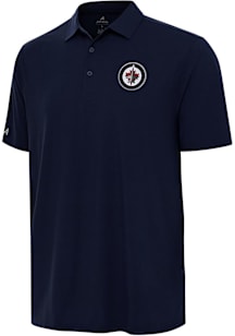 Antigua Winnipeg Jets Mens Navy Blue Era Short Sleeve Polo