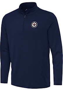 Antigua Winnipeg Jets Mens Navy Blue Reprocess Recycled Long Sleeve Qtr Zip Pullover