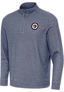 Antigua Winnipeg Jets Mens Navy Blue Subtle Long Sleeve Qtr Zip Pullover