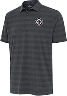 Antigua Winnipeg Jets Mens Grey Tunnel Short Sleeve Polo