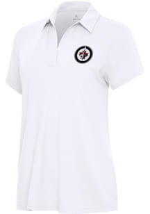 Antigua Winnipeg Jets Womens White Era Short Sleeve Polo Shirt