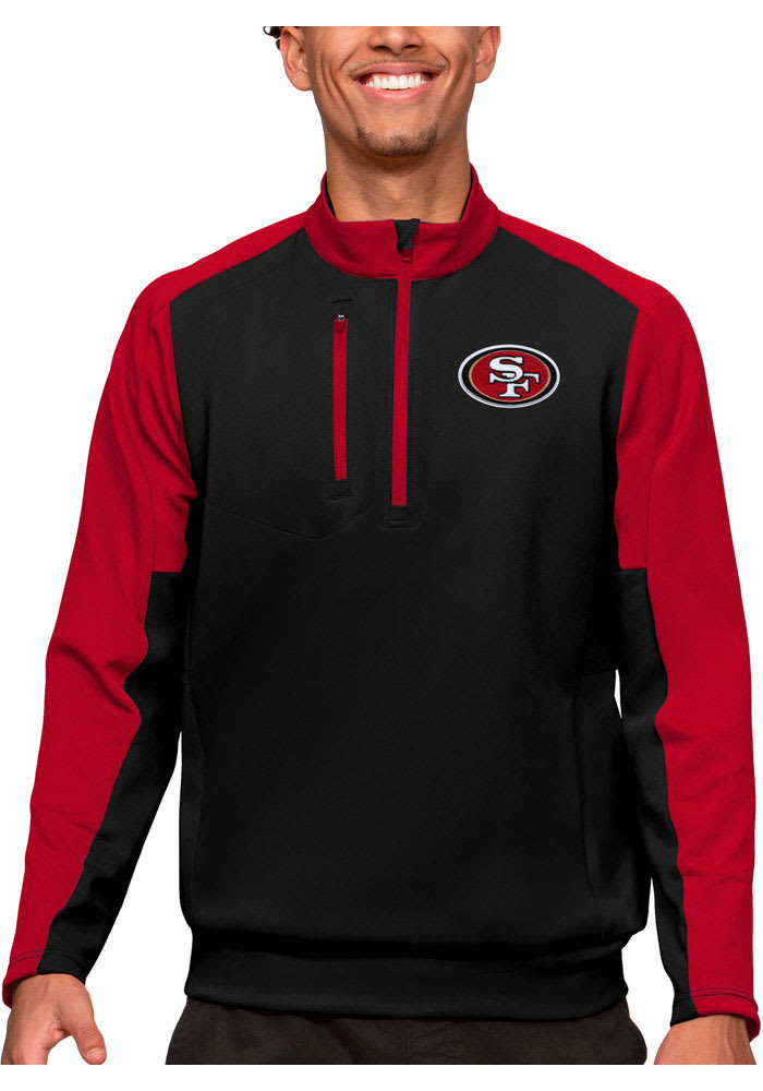 Antigua San Francisco 49ers Black Team Long Sleeve 1/4 Zip Pullover, Black, 100% POLYESTER, Size L, Rally House