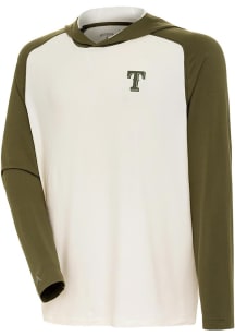 Antigua Texas Rangers Mens Olive Tonal Intrepid Long Sleeve Hoodie
