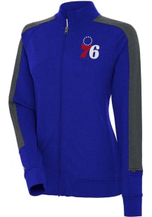 Antigua Philadelphia 76ers Womens Blue Strike Light Weight Jacket