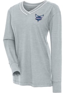 Antigua Charlotte Hornets Womens Grey Symbolic LS Tee