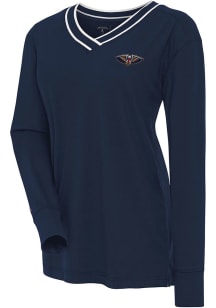 Antigua New Orleans Pelicans Womens Navy Blue Symbolic LS Tee
