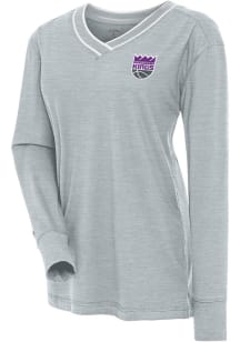 Antigua Sacramento Kings Womens Grey Symbolic LS Tee