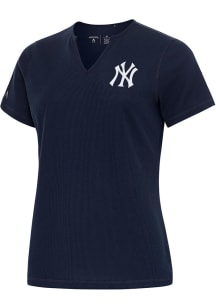 Antigua New York Yankees Womens Navy Blue Traveler Short Sleeve T-Shirt