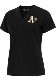 Antigua Oakland Athletics Womens Black Traveler Short Sleeve T-Shirt