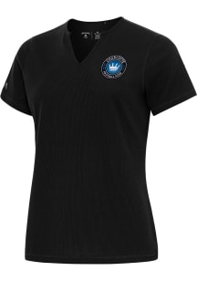 Antigua Charlotte FC Womens Black Traveler Short Sleeve T-Shirt