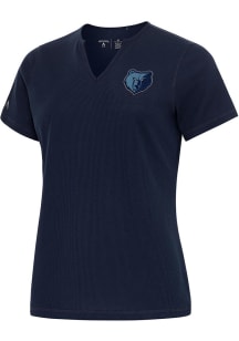 Antigua Memphis Grizzlies Womens Navy Blue Alternate Traveler Short Sleeve T-Shirt