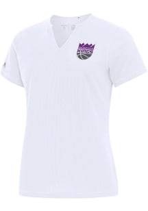 Antigua Sacramento Kings Womens White Traveler Short Sleeve T-Shirt
