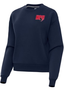 Antigua Houston Texans Womens Navy Blue Chain Victory Crew Sweatshirt
