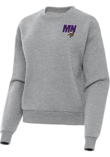 Antigua Minnesota Vikings Womens Grey Chain Victory Crew Sweatshirt