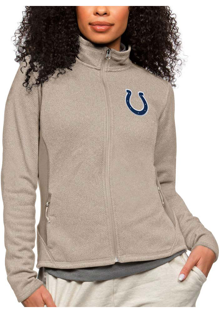 Antigua Indianapolis Colts Womens Oatmeal Course Long Sleeve Full Zip Jacket