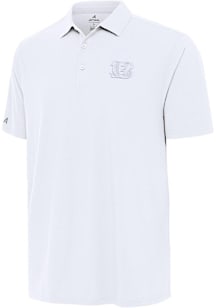 Antigua Cincinnati Bengals Mens White White Tonal Era Short Sleeve Polo