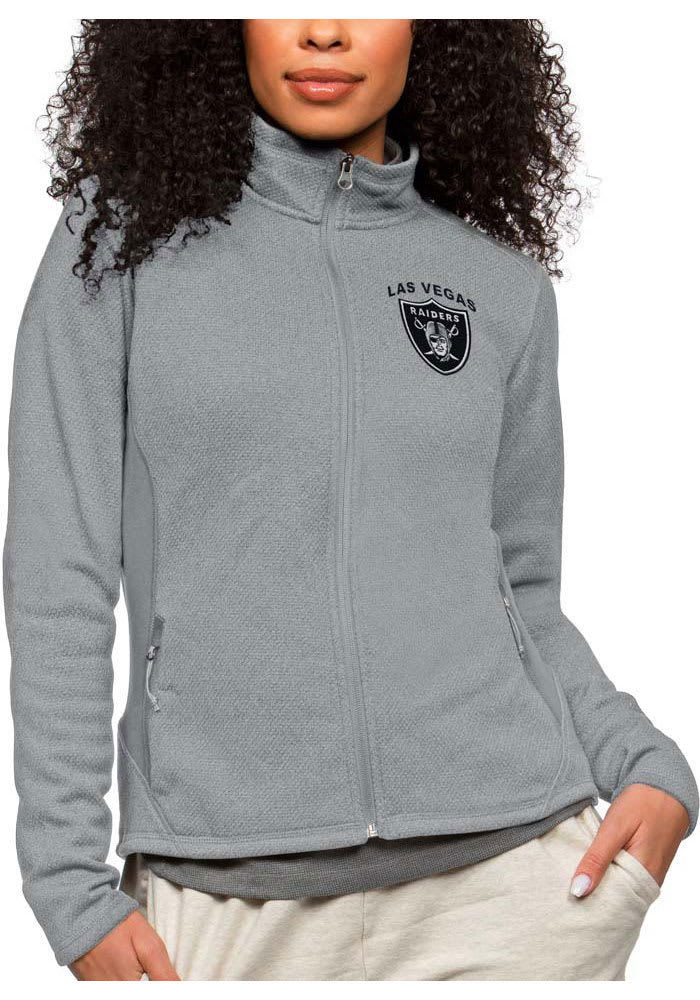 Antigua Las Vegas Raiders Grey Legacy Long Sleeve Full Zip Jacket, Grey, 100% POLYESTER, Size M, Rally House