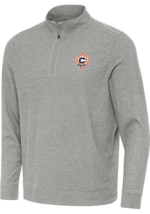Antigua Connecticut Sun Mens Grey Subtle Long Sleeve Qtr Zip Pullover