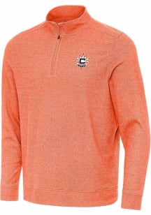 Antigua Connecticut Sun Mens Orange Subtle Long Sleeve Qtr Zip Pullover