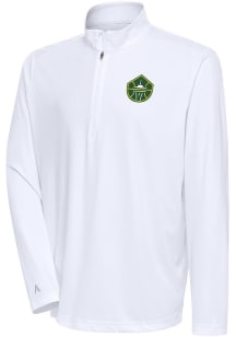 Antigua Seattle Storm Mens White Tribute Long Sleeve Qtr Zip Pullover