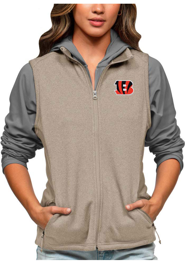 Cincinnati Bengals Antigua Pace Quarter-Zip Pullover Jacket - White/Gray