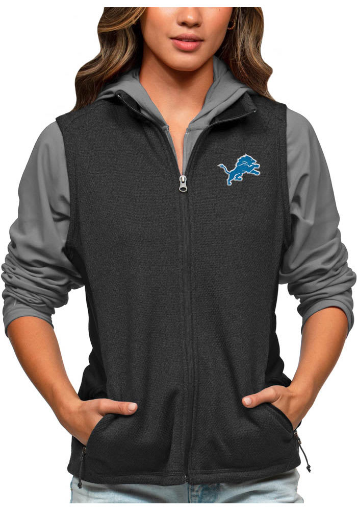 Antigua Detroit Lions Women's Black Course Vest, Black, 100% POLYESTER, Size S, Rally House