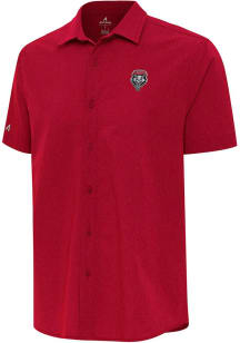 Antigua New Mexico Lobos Mens Red Activate Short Sleeve Dress Shirt