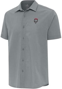 Antigua New Mexico Lobos Mens Grey Activate Short Sleeve Dress Shirt