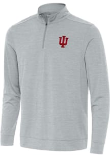 Mens Indiana Hoosiers Grey Antigua Bright Qtr Zip Pullover