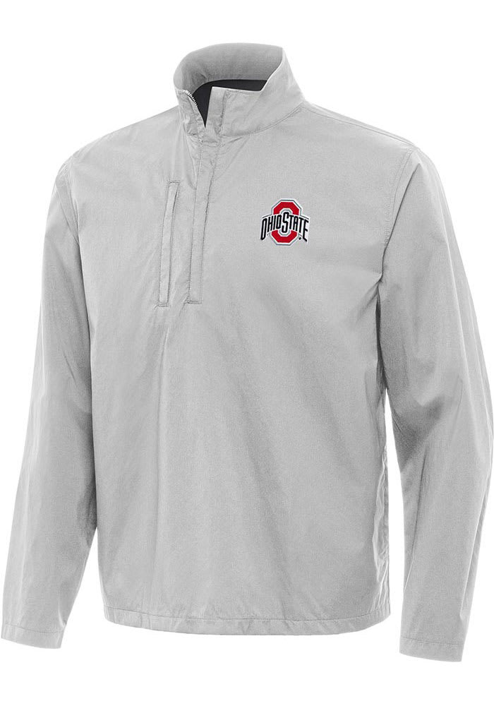 Antigua Ohio State Buckeyes Mens Brisk Long Sleeve Qtr Zip Pullover