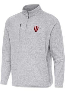 Antigua Indiana Hoosiers Mens Grey Certain Long Sleeve Qtr Zip Pullover
