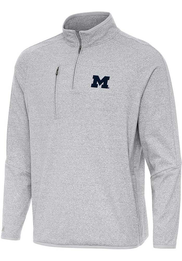 Antigua Michigan Wolverines Mens GREY HEATHER Certain Pullover