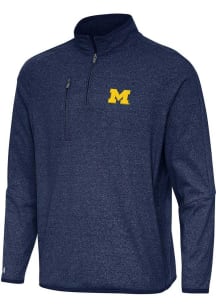 Mens Michigan Wolverines Navy Blue Antigua Certain Qtr Zip Pullover