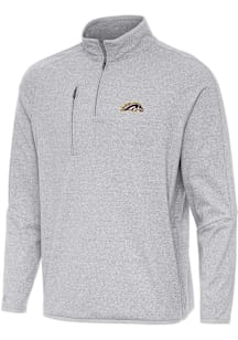 Antigua Western Michigan Broncos Mens Grey Certain Long Sleeve Qtr Zip Pullover