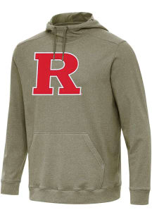 Mens Rutgers Scarlet Knights Olive Antigua Full Front Cloud Hooded Sweatshirt