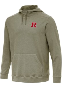 Mens Rutgers Scarlet Knights Olive Antigua Cloud Hooded Sweatshirt