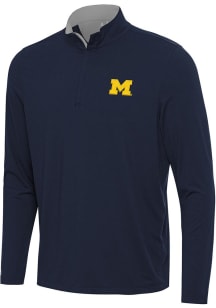 Mens Michigan Wolverines Navy Blue Antigua Content Qtr Zip Pullover