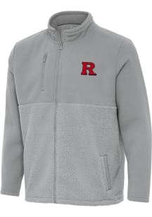 Mens Rutgers Scarlet Knights Grey Antigua Daily Fused Medium Weight Jacket