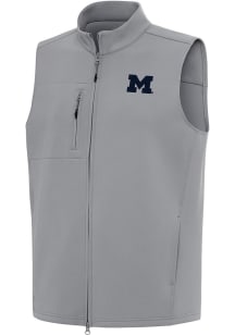 Mens Michigan Wolverines Grey Antigua Demand Vest