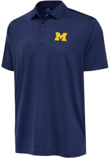 Mens Michigan Wolverines Navy Blue Antigua Ellipse Short Sleeve Polo Shirt