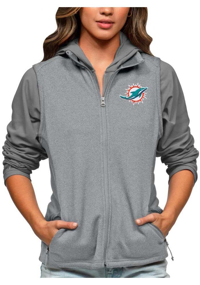 Men's Antigua Heather Gray Miami Dolphins Victory Chenille Pullover Sweatshirt Size: Small