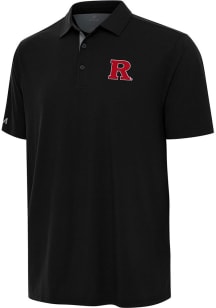 Mens Rutgers Scarlet Knights Black Antigua Era Short Sleeve Polo Shirt